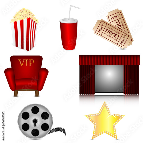 set of subjects for cinema isolated on white background.cinema i