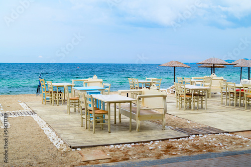 Traditional Greek cafeteria at the beach  Greece