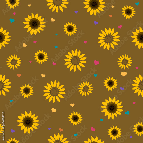 Seamless Vector Pattern with Abstract Sunflowers