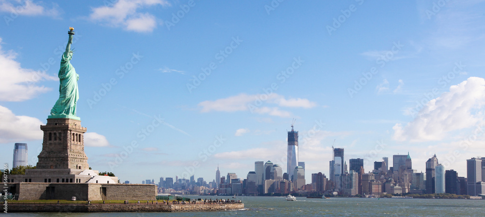 Naklejka premium Panorama na Manhattanie, Nowy Jork
