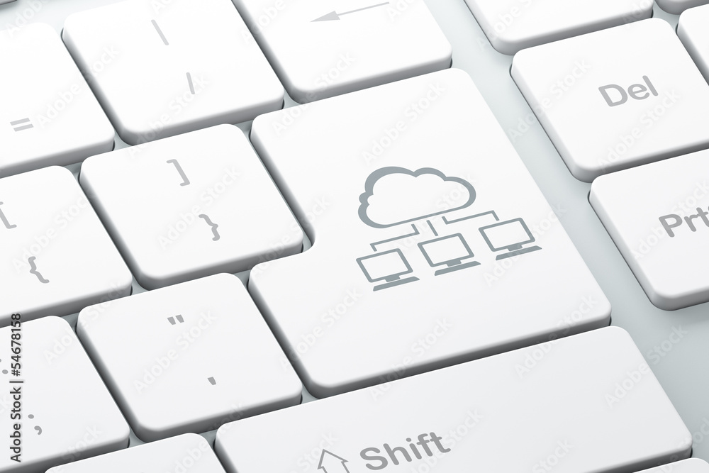 Networking concept: Cloud Network on computer keyboard backgroun Networking concept: Cloud Network on computer keyboard backgroun