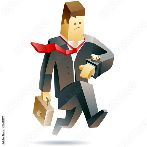 Vector illustration of a businessman running in panic