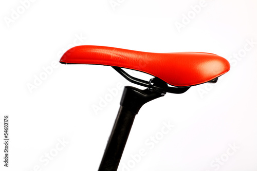Red bicycle saddle