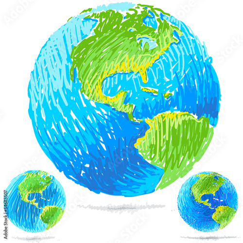 vector illustration of sketchy blue earth