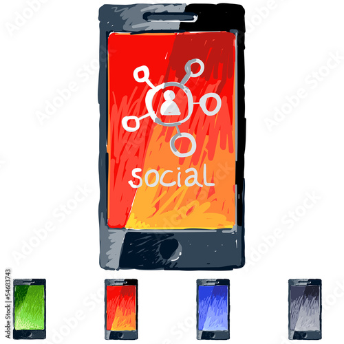 Vector illustration of sketchy mobile phone