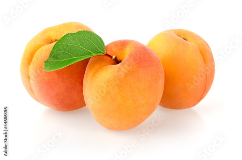Ripe Apricots Isolated on White Background