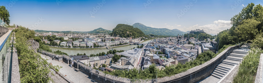 Salzburg skyline as seen from the Mönchsberg viewpoint, Austria