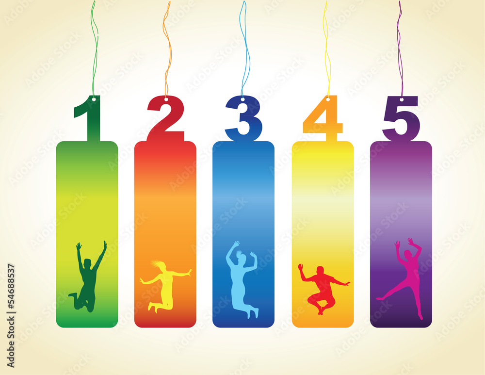 a set of one to five number tag labels
