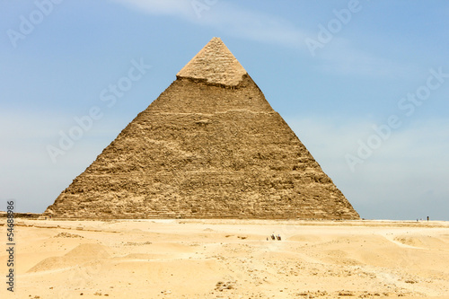 Pyramids in Egypt with some camels in the foreground