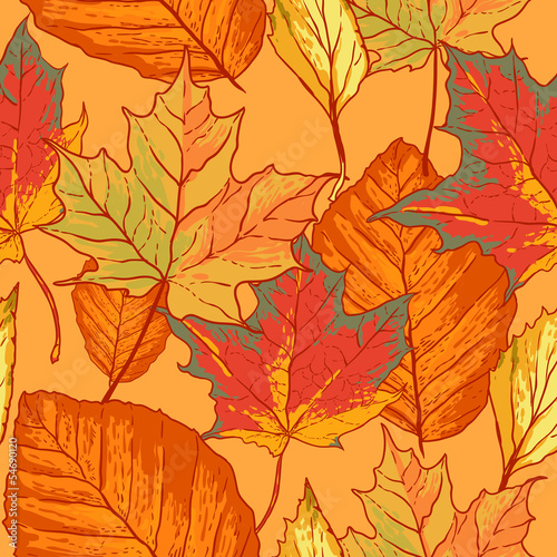 Seamless pattern with leaves