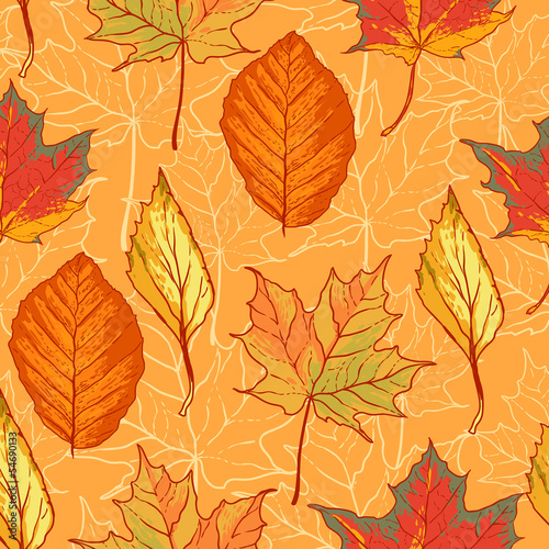 Seamless pattern with leaves