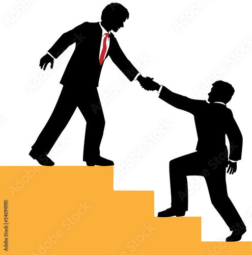 Business people help climb success