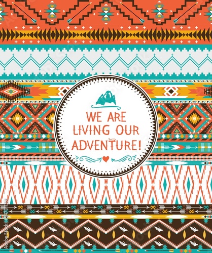 Hipster seamless tribal pattern with geometric elements