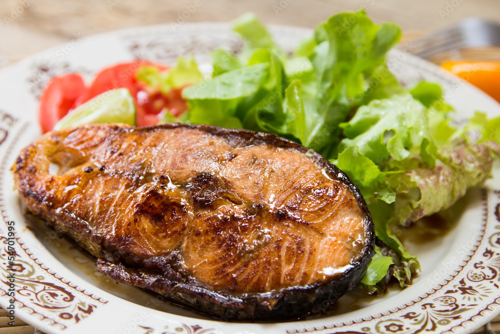 fish steak. fish steak.