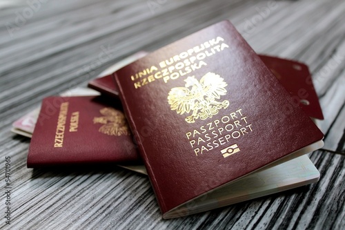 europe passports on elegant background photo