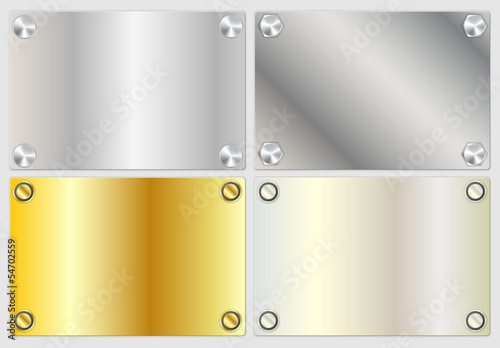 Modern realistic gold and silver banners