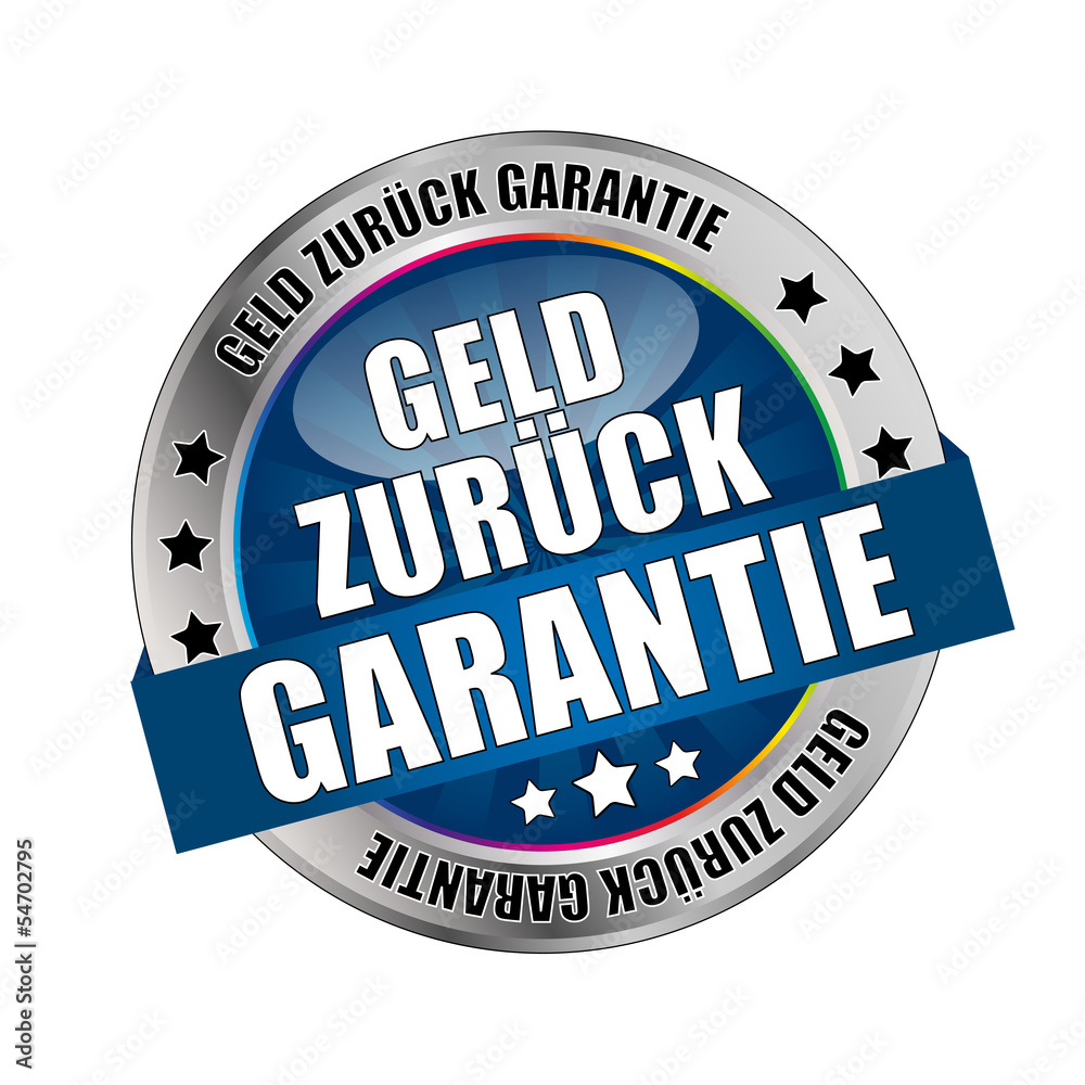 Icon Button Geld Zurück Garantie blau Stock Vector Adobe Stock