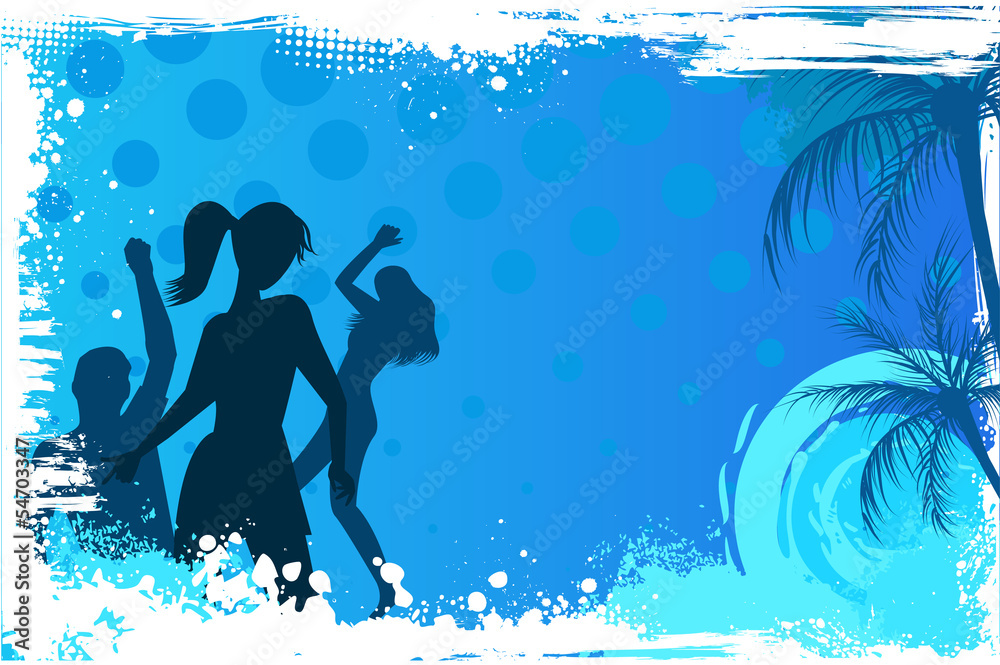 Grunge background with dancing party people Grunge background with dancing party people