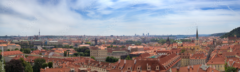 Panorama of Prague in summer day, Czech Republic