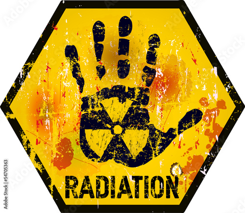 radiation warning sign, grungy style