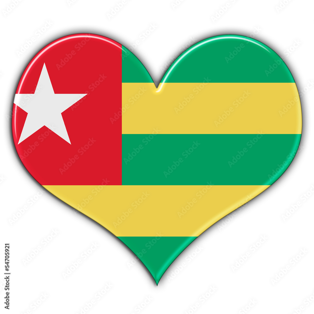 Coração com a bandeira do Togo Coração com a bandeira do Togo
