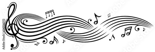 Musik. Notenblatt mit Notenschlüssel und Musiknoten. Elegant.