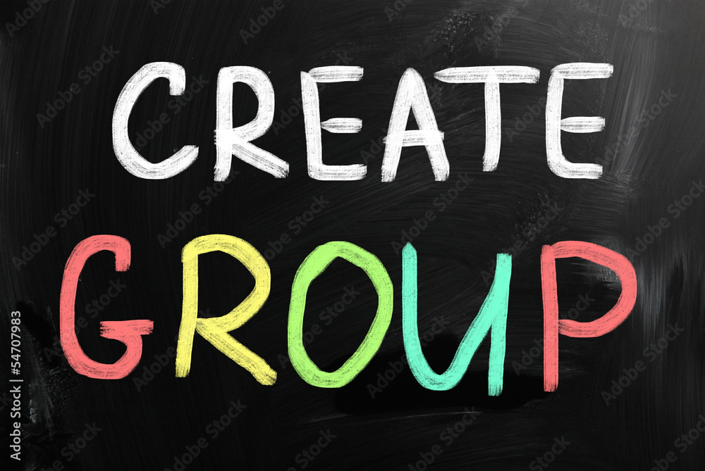 Create group handwritten with chalk on a blackboard Create group handwritten with chalk on a blackboard