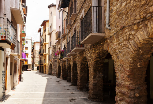 picturesque street of old Catalan town photo