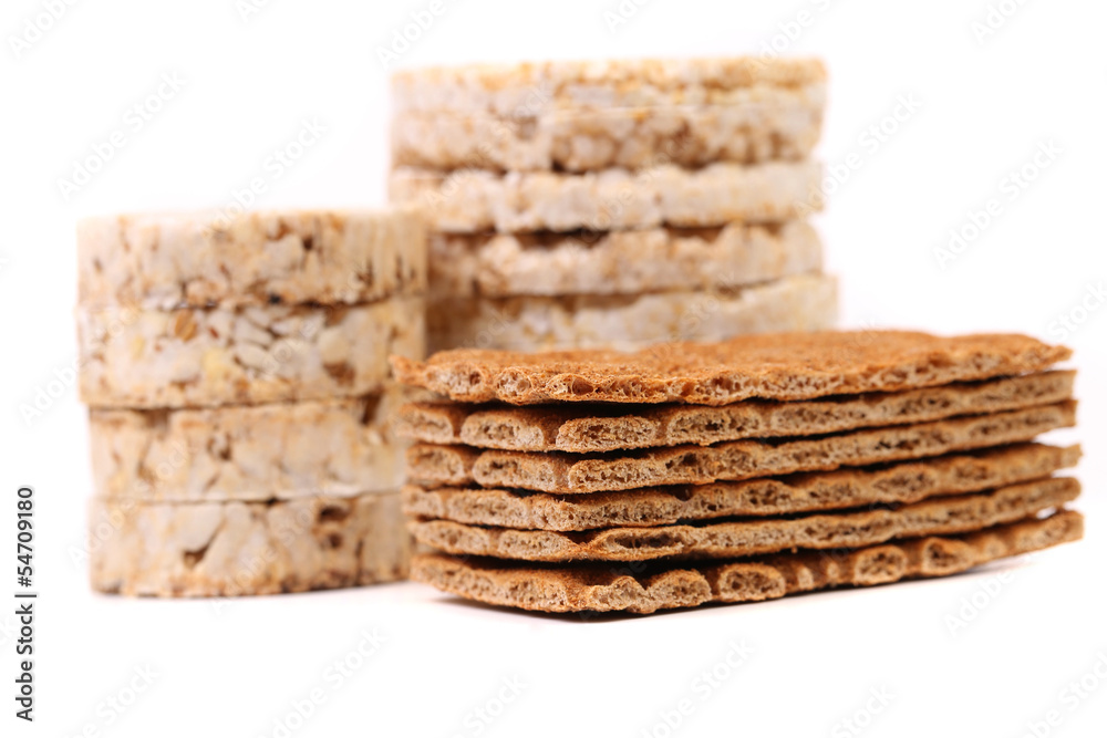 Composition of corn cracker and bread crisps. Composition of corn cracker and bread crisps.