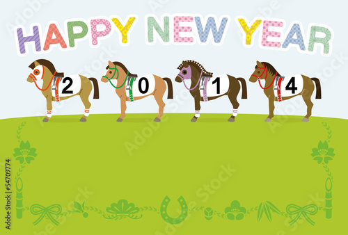 Racehorse 2014 Japanese New Year s card Design