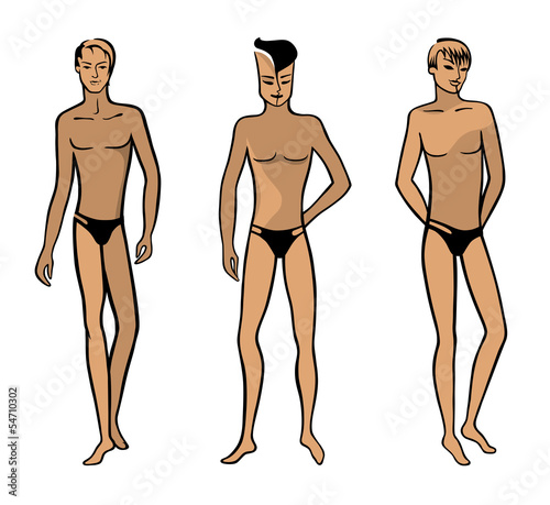 Full length front view of a standing naked man