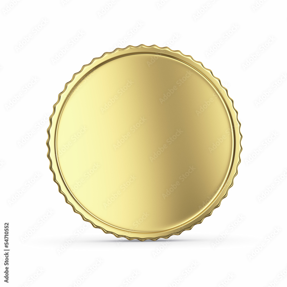 Blank golden medal 3D render - isolated with clipping path Blank golden medal 3D render - isolated with clipping path