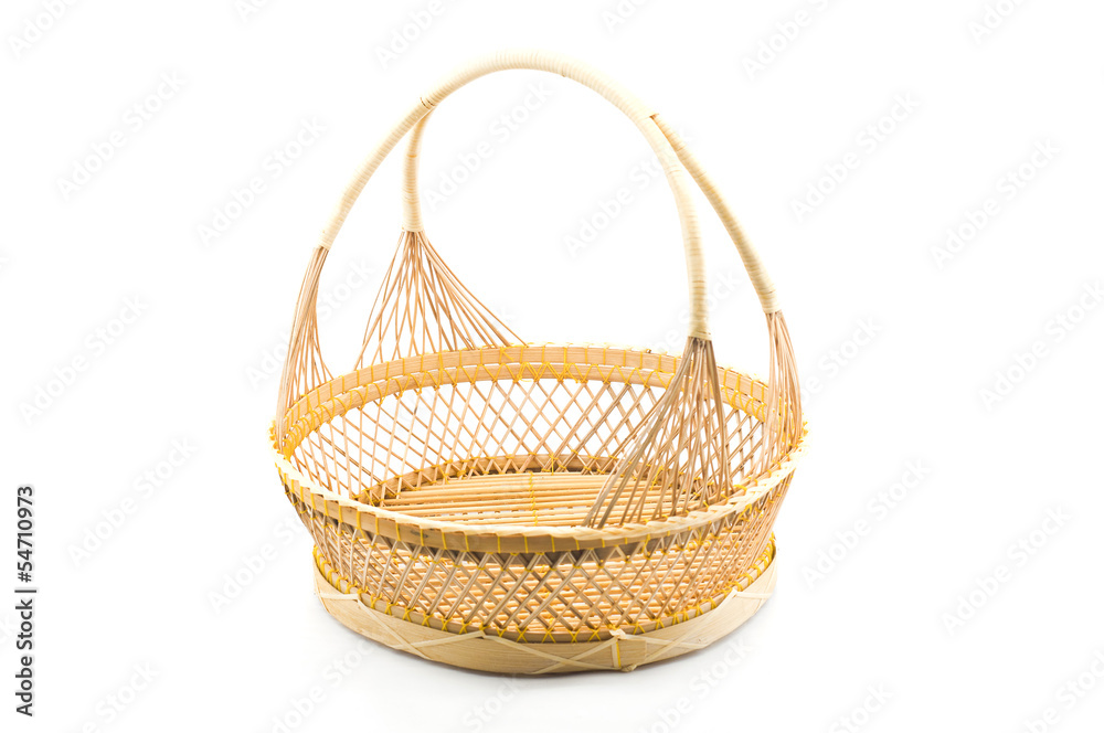 Rattan basket isolated.