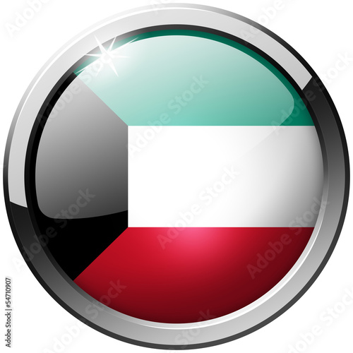 Free Download Kuwait Round Metal Glass realistic isolated button - GFXLoad