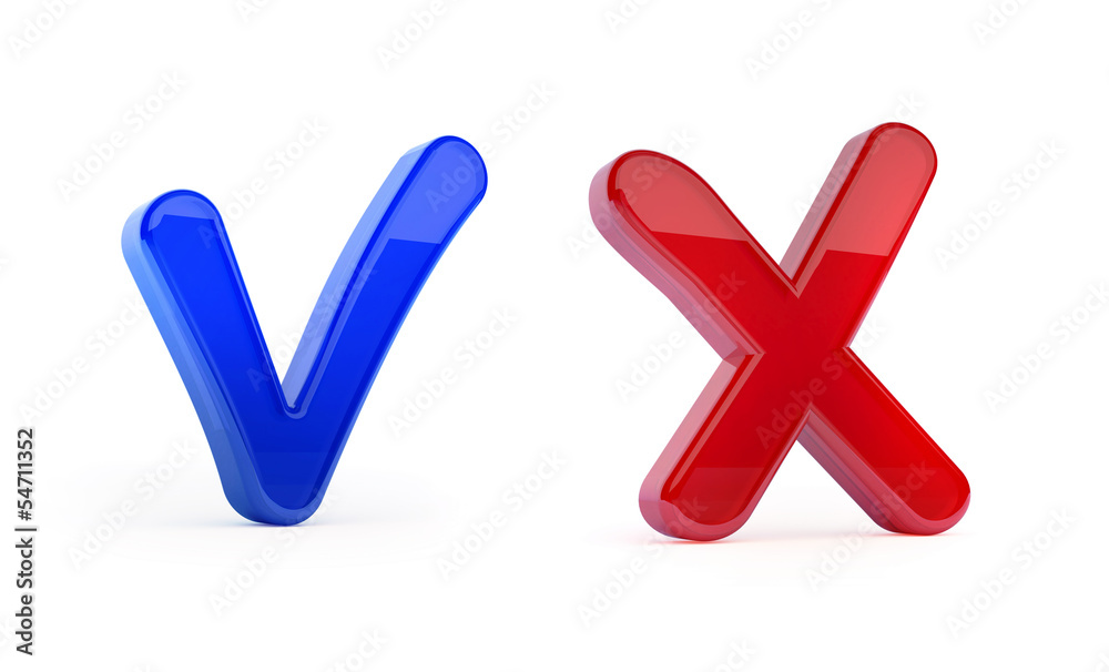 Correct and wrong checkbox symbols isolated Correct and wrong checkbox symbols isolated