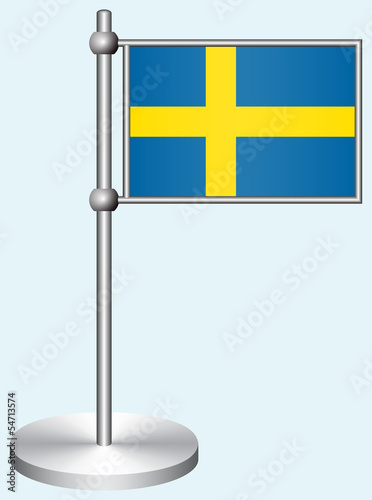 Sweden Flag with Metal Stand