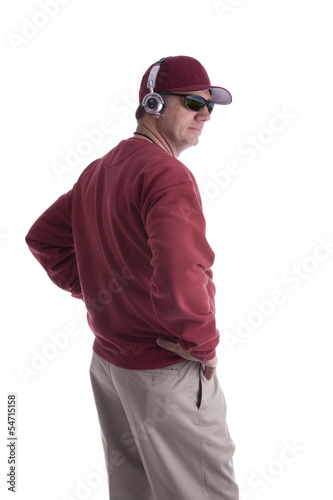 A coach watching the action isolated on white