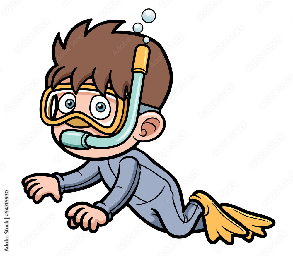 Vector illustration of Snorkeling kid