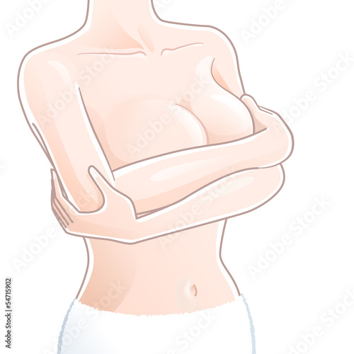 美容 女性 ビューティー Woman covering her breast with her arms