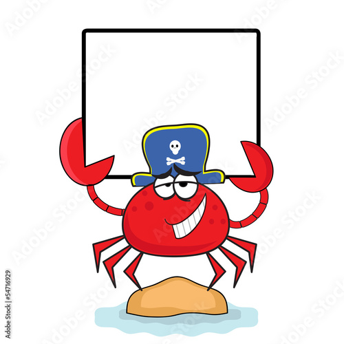 Crab with banner.