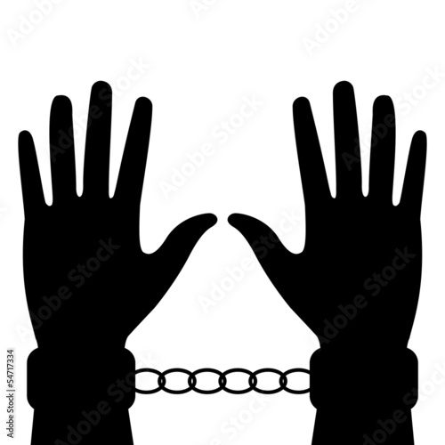 silhouette of hands in handcuffs