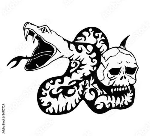 snake and skeleton - tribal