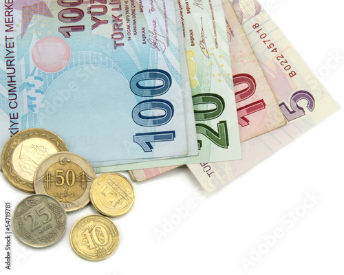 Turkish banknotes and coins photo