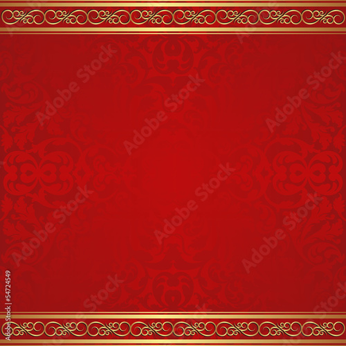 red background with gold ornaments
