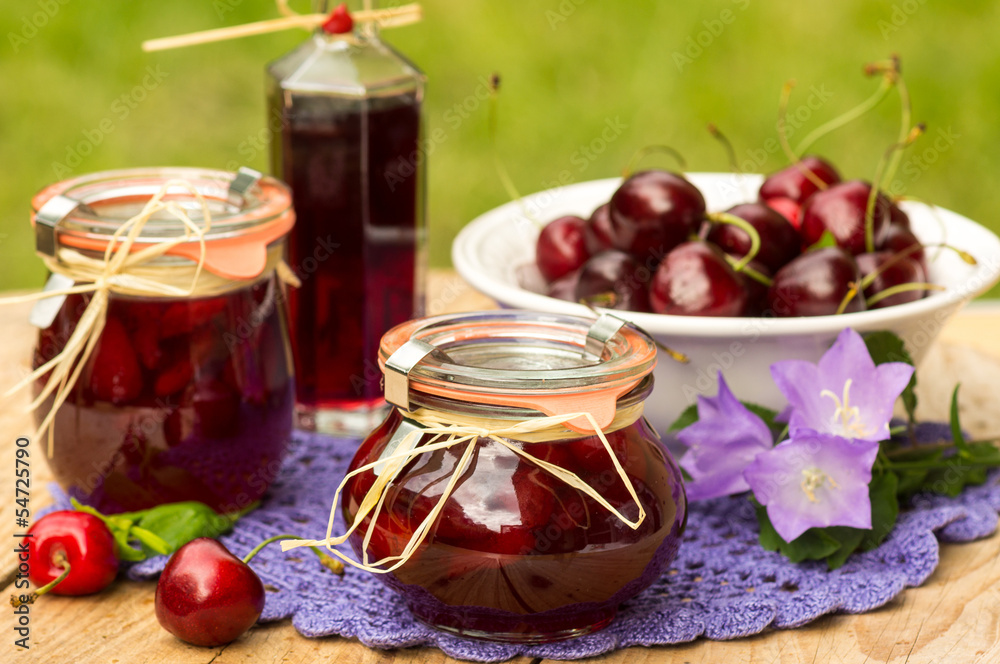 Cherry confiture with blackcurrant (cassis) liqueur