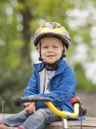 four year old boy and his bicycle