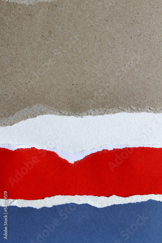 Brown red blue ripped papers background © Stillfx