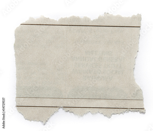 One torn paper paper piece isolated on white background