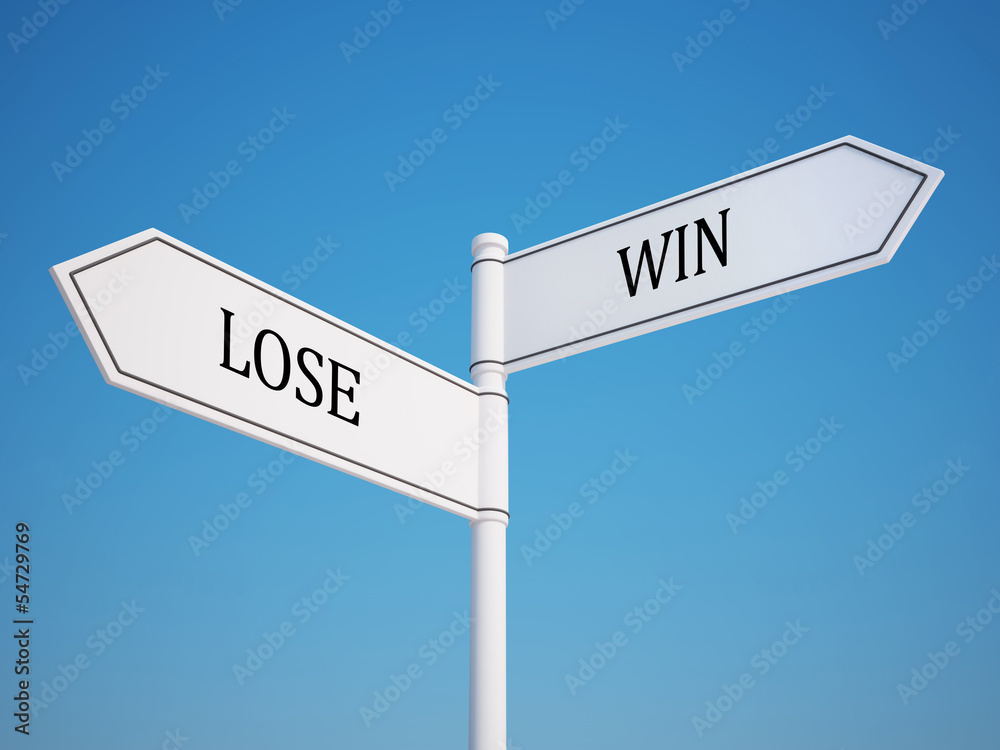 Lose and Win Signpost with Clipping Path Lose and Win Signpost with Clipping Path