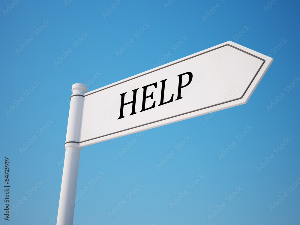 Fototapeta premium Help Signpost with Clipping Path